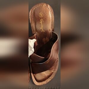 Leather Cross Strap Slip Ons